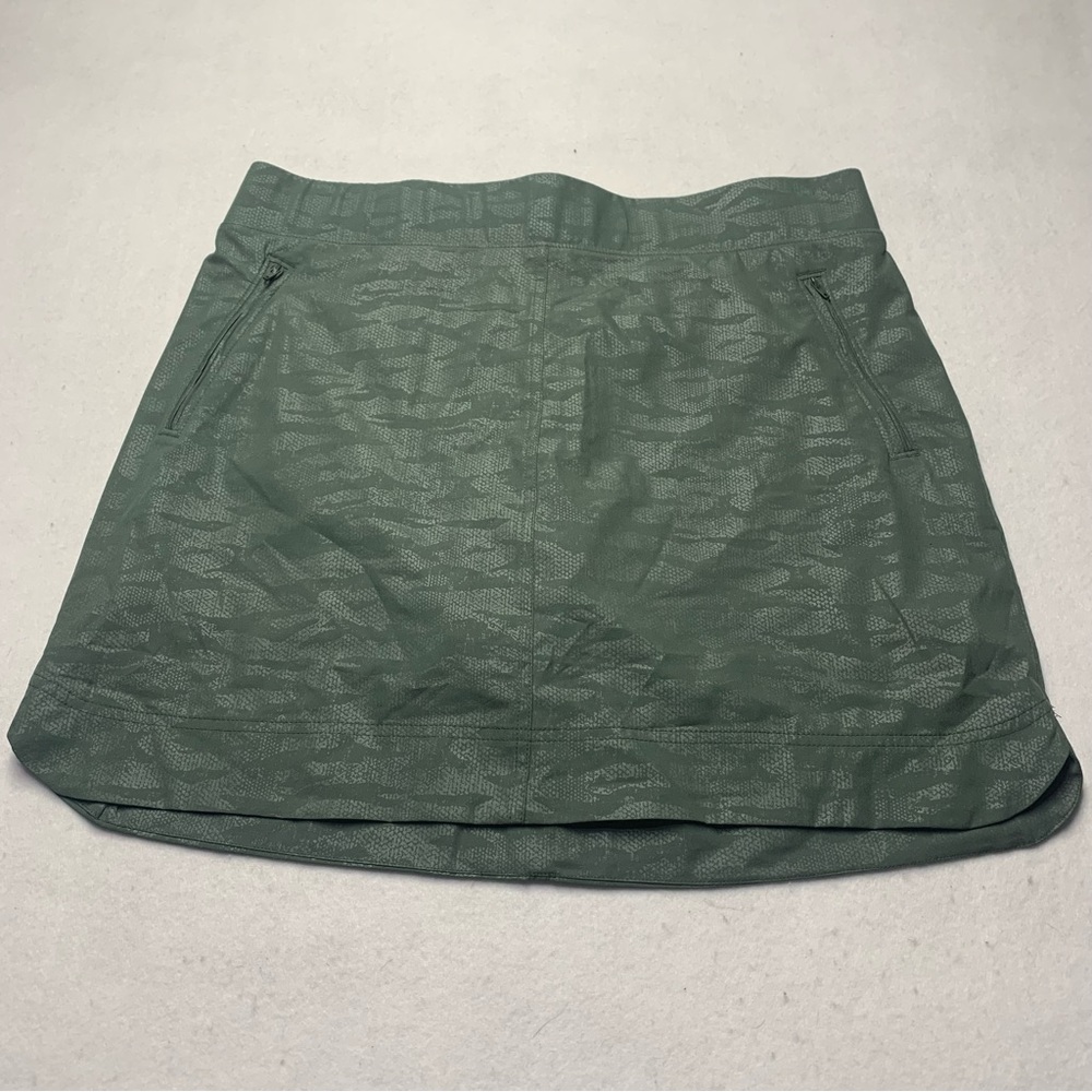 Orvis Travel Skort Skirt Pull On Embossed Camo Green XL built in shorts active